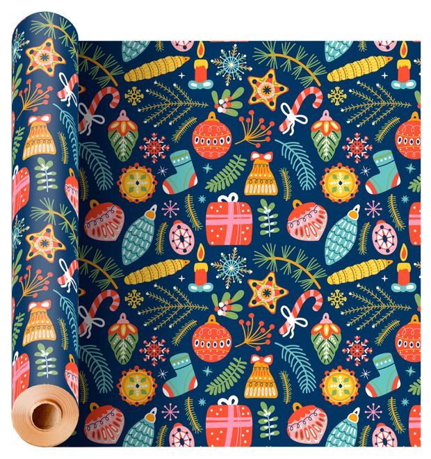 Бумага упаковочная АШАН Красная птица глянцевая 1 м 1 шт в ассортименте 55₽