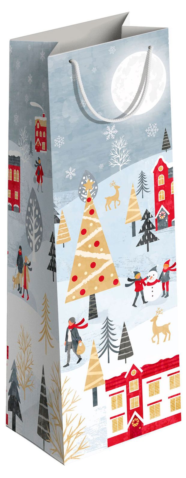 Пакет бумажный подарочный АШАН Красная птица глянцевый под бутылку 1 шт в ассортименте 50₽