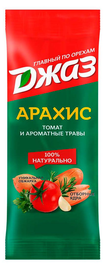 Чипсы, снеки, сухофрукты Арахис жареный Джаз с томатами чесноком и травами, 70 г