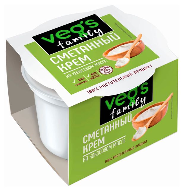 Крем сметанный Veg's Family Vegan на кокосовом масле без глютена постный 20%, 170 г