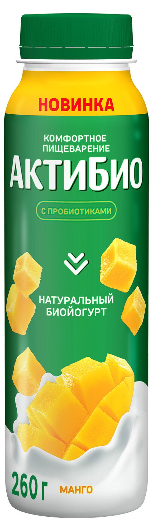 Биойогурт питьевой АктиБио с манго 1,5%, 260 г