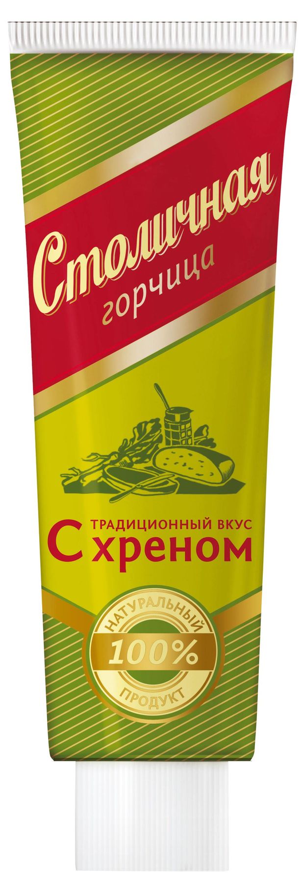 Горчица столичная Столичная с хреном халяль охлажденная тюбик 100 г 37₽