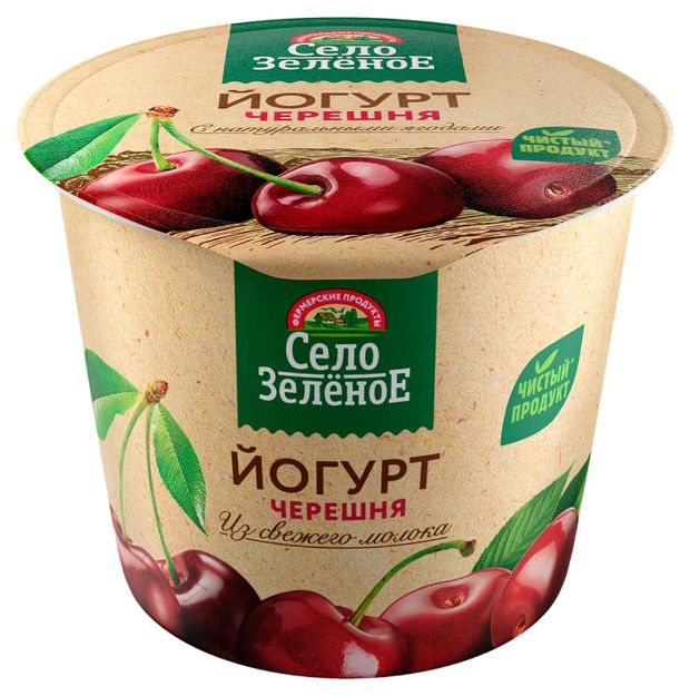 Йогурт Село Зеленое Черешня 35 БЗМЖ 120 г 40₽