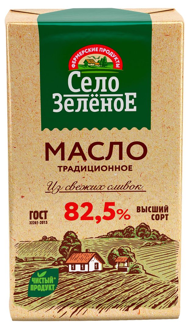 Масло сливочное Село Зеленое Традиционное 82,5%,175 г