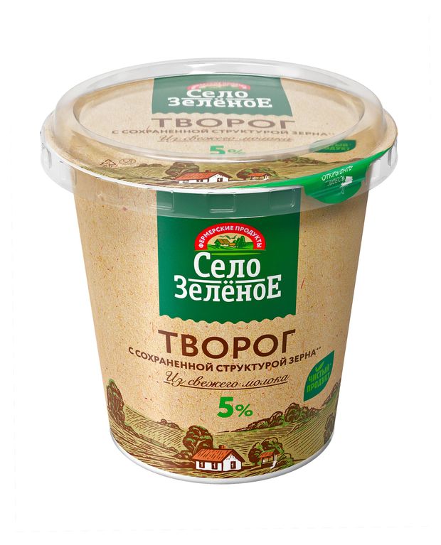 Творог зерненый Село Зеленое 5% БЗМЖ, 220 г