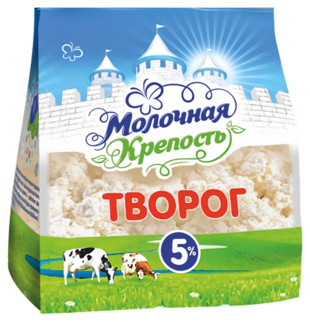 Творог рассыпчатый Молочная крепость в пакете 5% БЗМЖ, 200 г