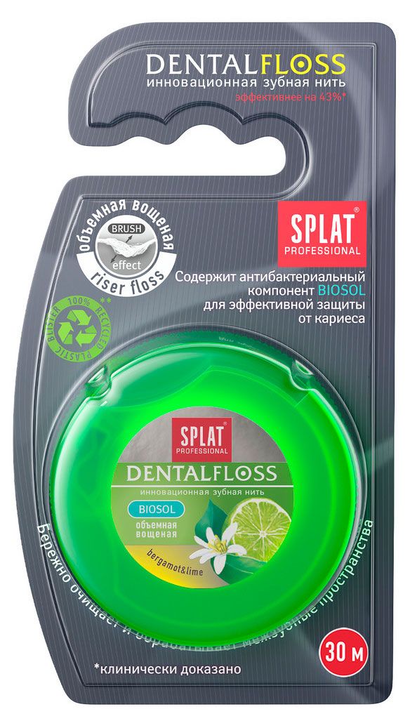 Зубная нить Splat Dental Floss с ароматом бергамота и лайма Италия, 30 м