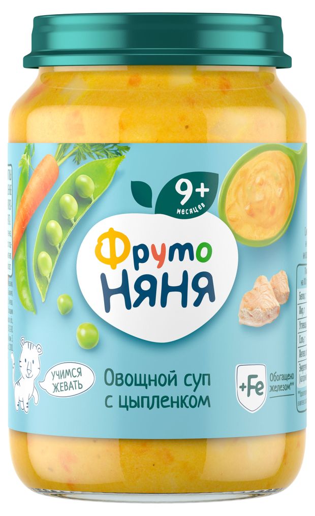 Овощной суп Фруто Няня с цыпленком с 9 мес 190 г 129₽