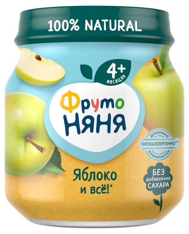 Пюре ФрутоНяня из яблок гипоаллергенное с 4 мес., 100 г