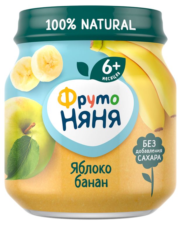 Пюре ФрутоНяня Яблоко и банан с 6 мес., 100 г