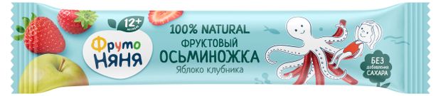 Кусочки фруктовые ФрутоНяня Осьминожка яблоко клубника с 12 мес., 16 г