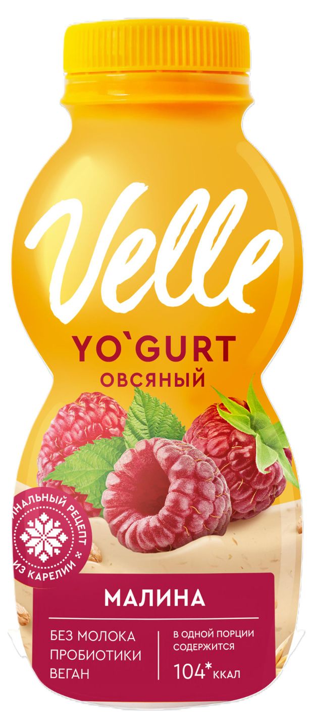 Продукт овсяный Velle Vegan Йогурт питьевой ферментированный малина, 250 г