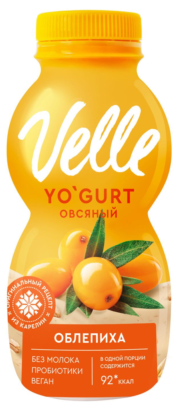 Продукт овсяный Velle Vegan Йогурт питьевой ферментированный облепиха, 250 г