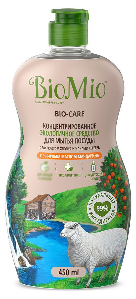 фото Средство для мытья посуды biomio с эфирным маслом мандарина, 450 мл