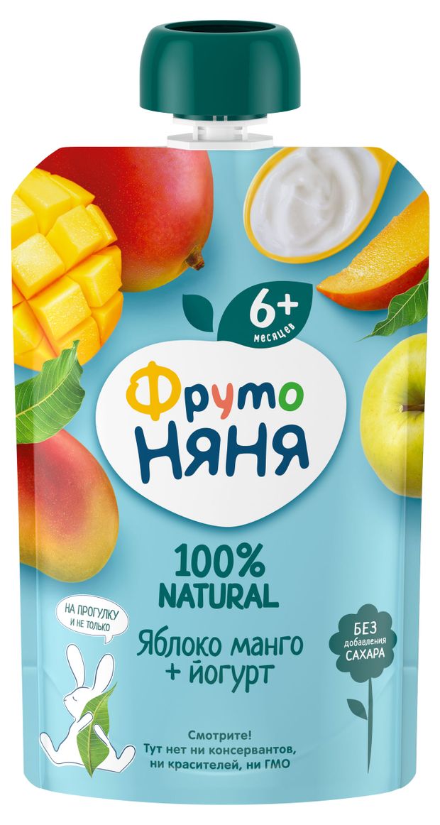 Пюре ФрутоНяня из яблок и манго с йогуртом с 6 мес 90 г 80₽
