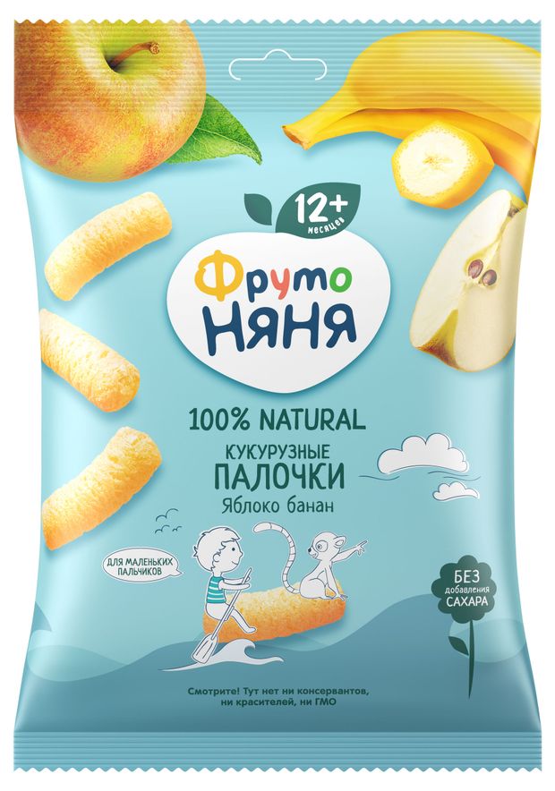 Палочки кукурузные ФрутоНяня яблоко банан с 12 мес., 20 г