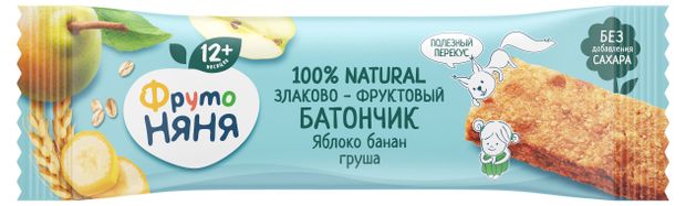 Батончик злаково-фруктовый ФрутоНяня Яблоко-Банан-Груша 25 г 47₽