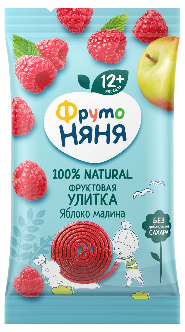 Фруктовые кусочки ФрутоНяня яблочно-малиновые (улитки), 15 г