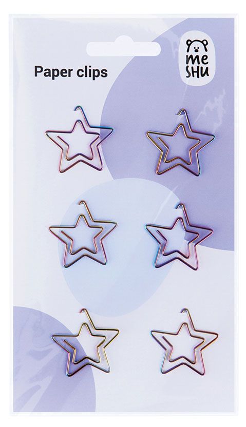 Скрепки фигурные Meshu Stars 25мм 6 шт 240₽