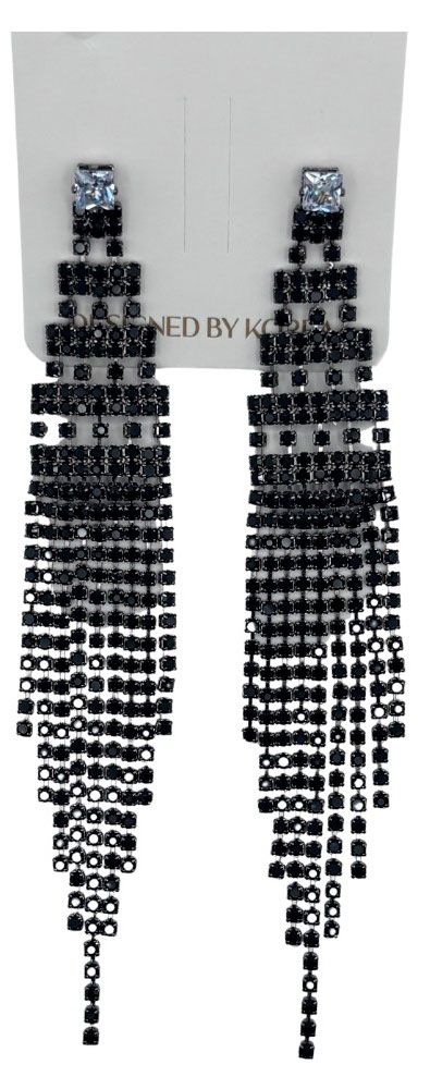 Серьги Golden Tree Черные стразы, 1 пара