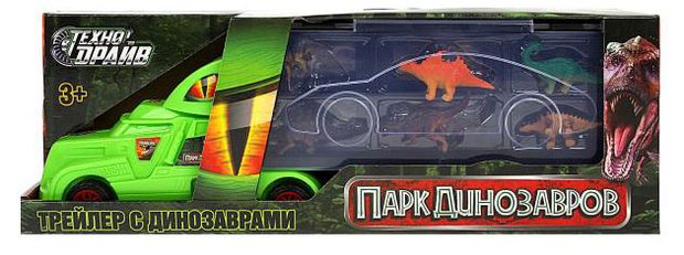 Набор игровой Технодрайв трейлер с динозаврами, 39,3х13,7х8,4 см