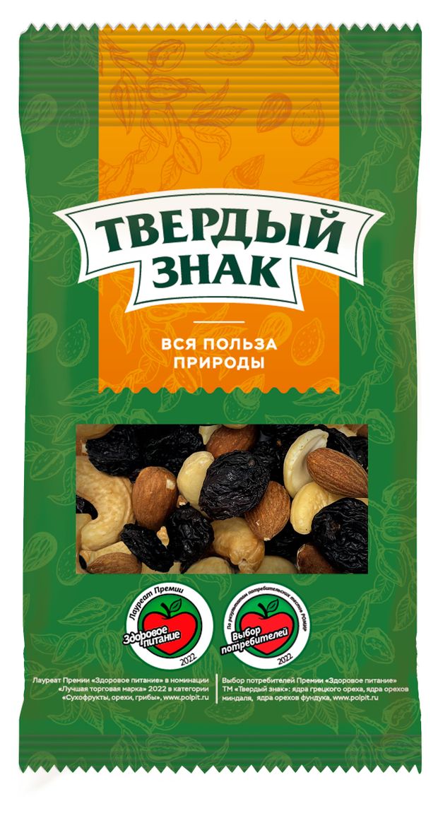 Миндаль и кешью Твердый знак жареные с изюмом 50 г 100₽