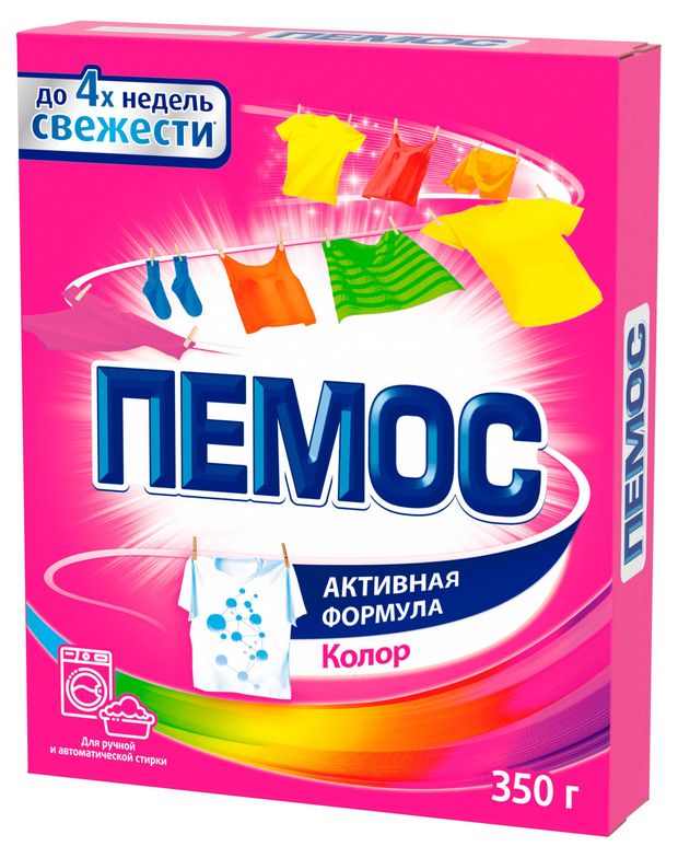 Порошок стиральный для цветного белья Пемос Активная Формула Колор, 350 г