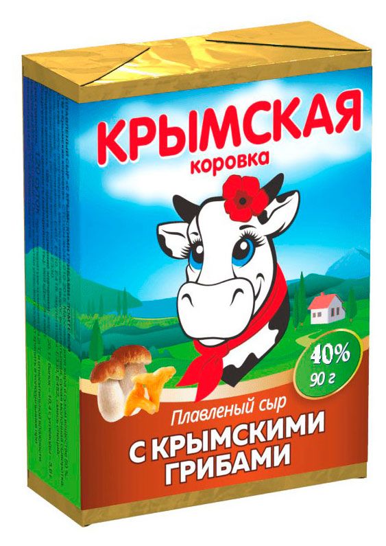 Сыр плавленый Крымская Коровка с грибами 40% БЗМЖ, 90 г