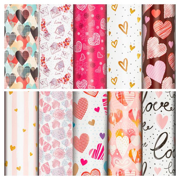 Бумага упаковочная подарочная Золотая сказка Love Story 70x100 см в ассортименте 65₽