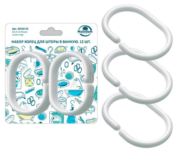 Набор колец для шторы в ванную MultiDom 12 шт 50₽