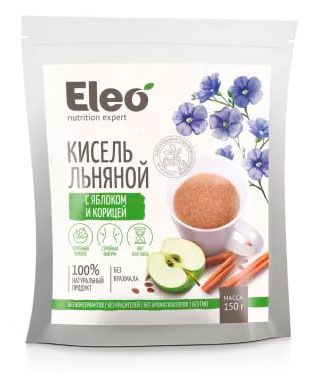 Аптека Кисель льняной Eleo с яблоком и корицей, 150 г