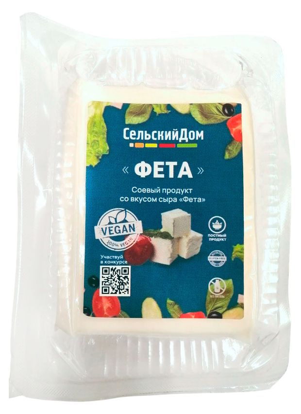 Продукт соевый со вкусом Фета Сельский дом Vegan постный без глютена и лактозы, 200 г