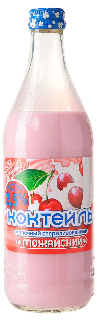 Коктейль молочный Можайский стерилизованный с ароматом вишни 2,5%, 0,45 л