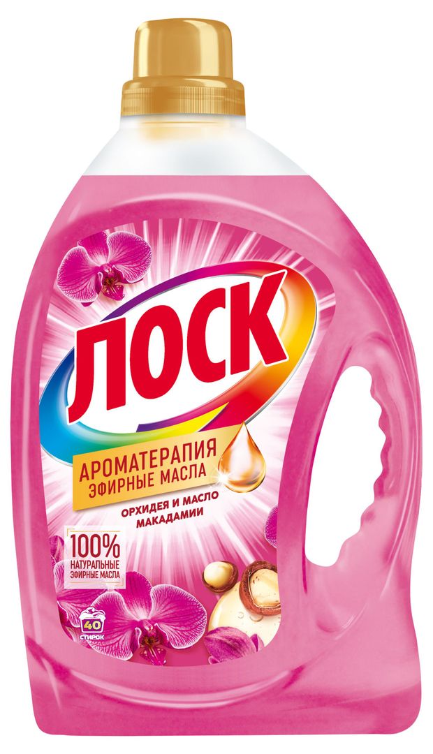 Гель для стирки Лоск Ароматерапия Орхидея и Масло Макадамии для цветного и белого белья, 2,92 л (40 стирок)