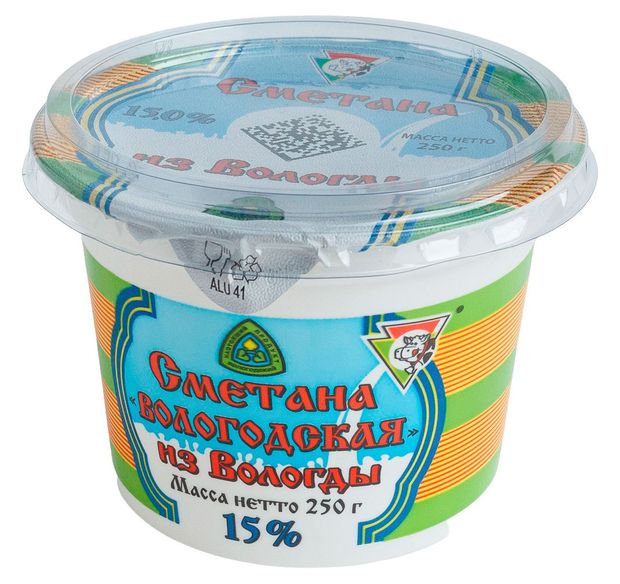 Сметана Из Вологды 15% БЗМЖ, 250 г