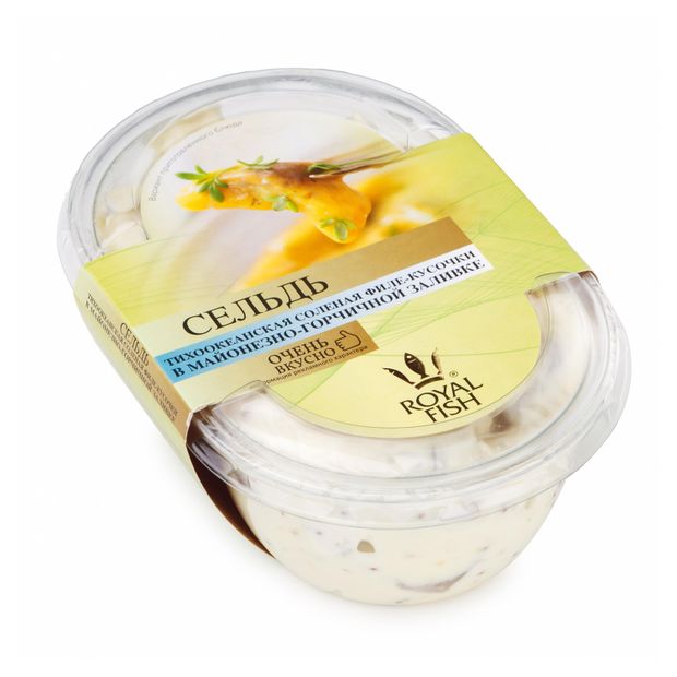 Сельдь в майонезно-горчичной заливке Royal Fish филе-кусочки, 330 г