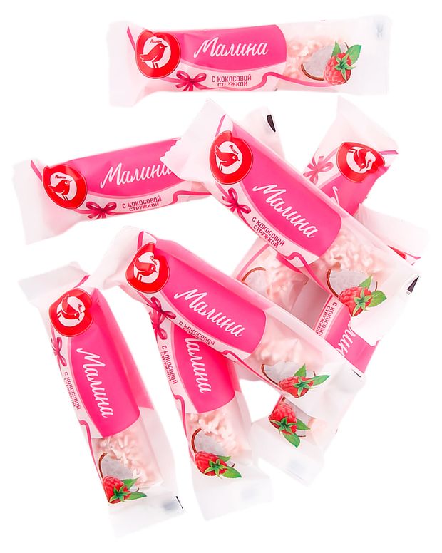 Конфеты АШАН Красная птица в глазури с малиновой начинкой, вес