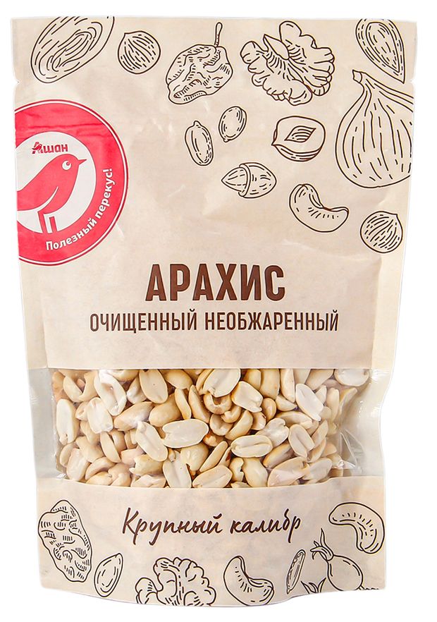 Арахис АШАН Красная птица очищенный необжареный, 150 г