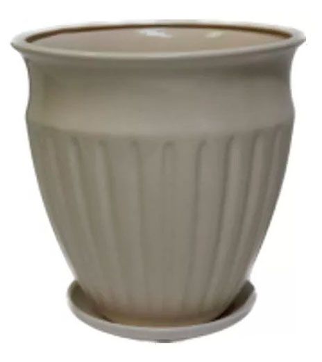 Горшок керамический Котовский Фаянс Рельеф белый, 23 см