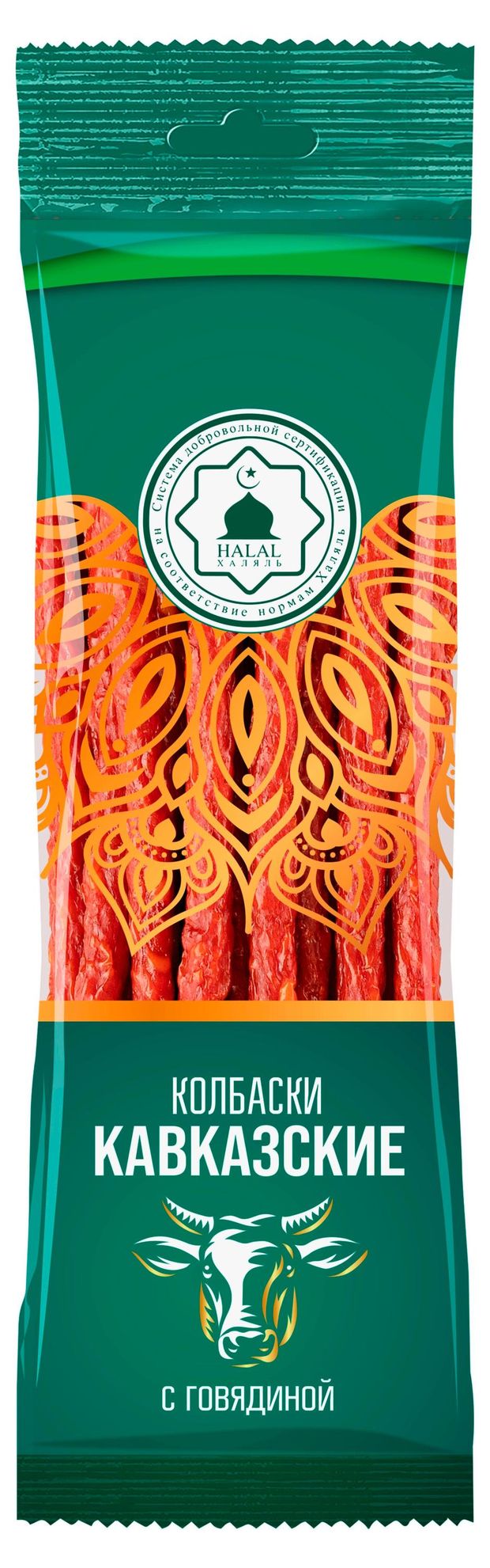 Колбаски сырокопченые Велмит Кавказские с говядиной, 70 г