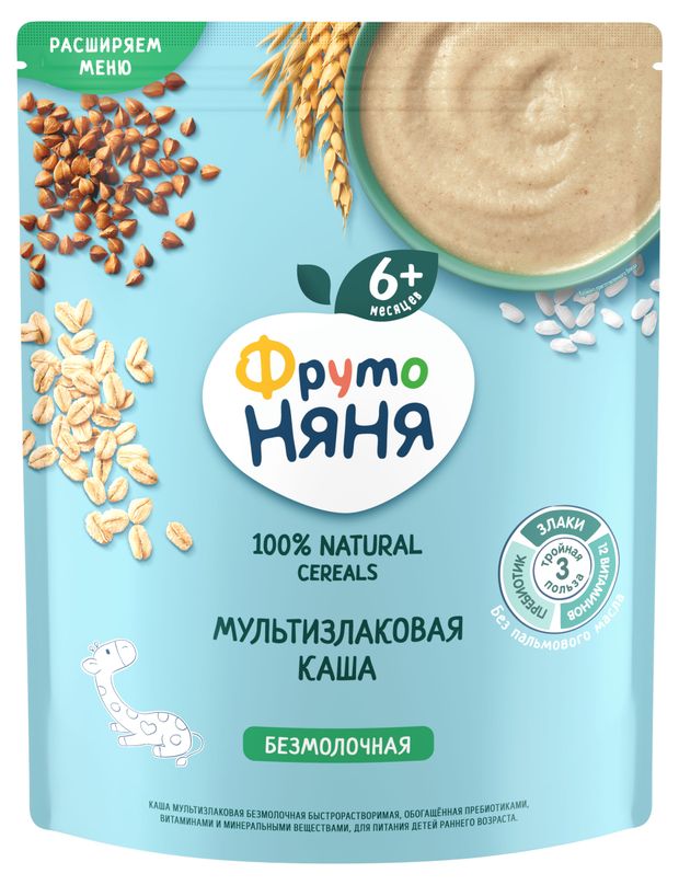 Каша безмолочная ФрутоНяня мультизлаковая с 6 мес., 200 г