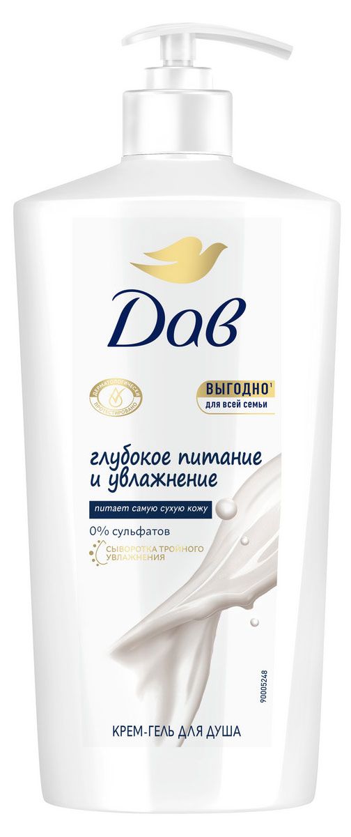 Крем-гель для душа Дав Глубокое питание и увлажнение для всей семьи бессульфатный, 610 мл