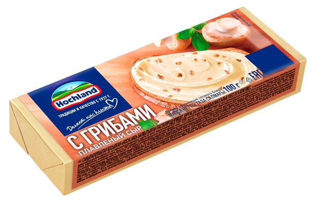 Сыр плавленый с грибами Hochland брикет 35% БЗМЖ, 100 г