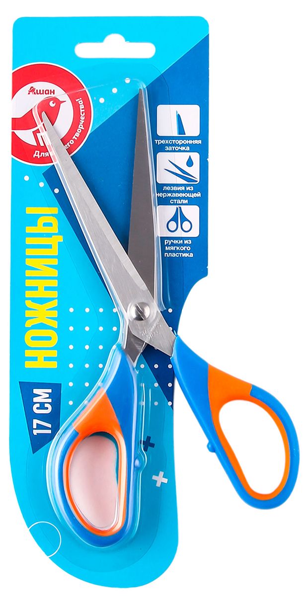 Ножницы АШАН Красная птица 17 см в ассортименте 140₽