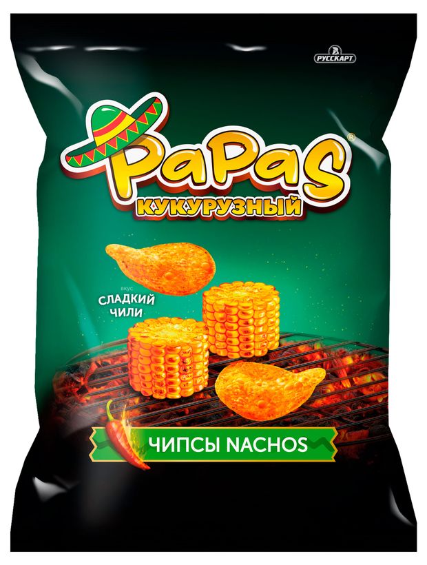 Чипсы кукурузные PAPAS со вкусом сладкий чили, 140 г