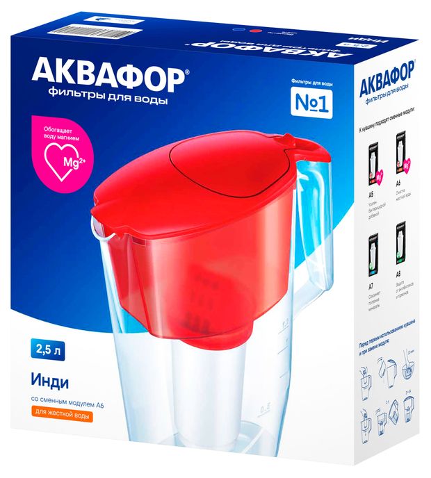 Фильтр-кувшин для воды Аквафор Инди для жесткой воды, 2,5 л в ассортименте