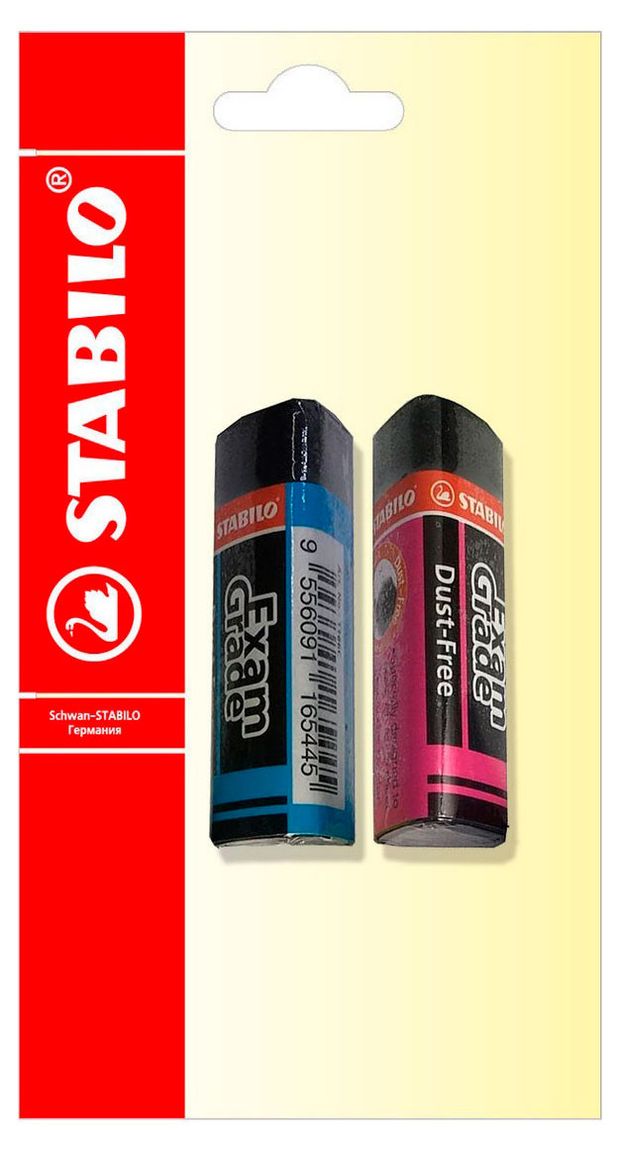 Ластик Stabilo Exam Grade трехгранный 2 шт 140₽