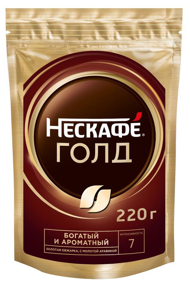 Кофе растворимый Нескаф Gold сублимированный с молотым, 220 г