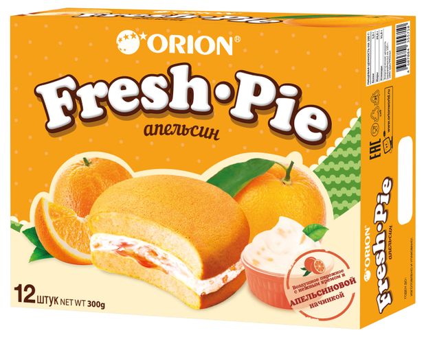 Пирожное Orion Fresh Pie бисквитное апельсин, 300 г