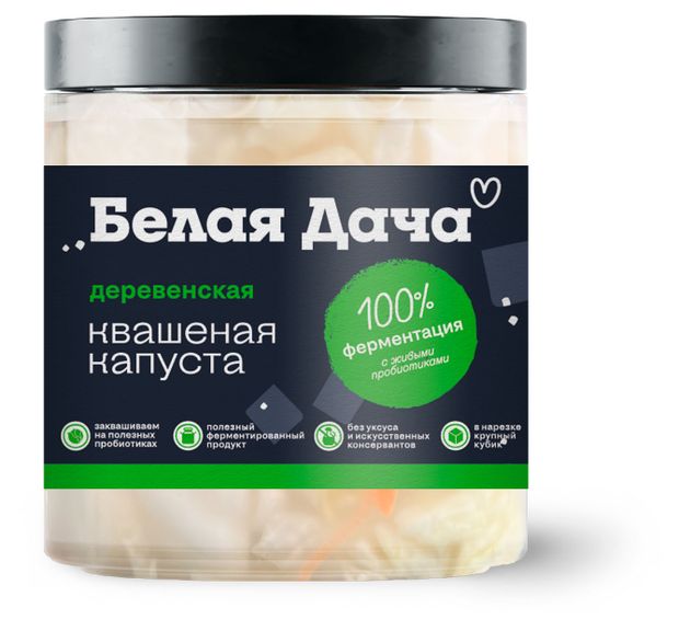 Готовая еда  Ашан Капуста квашенная Белая Дача деревенская, 450 г